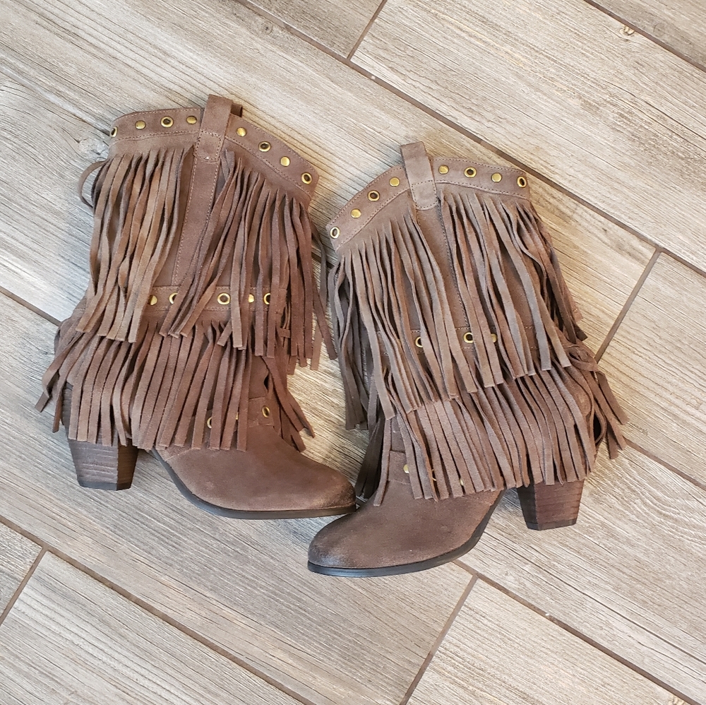 Naughty Monkey Kickin it Western fringe boots